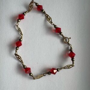 Vintage 1/20 14k GF Red and Gold Bracelet